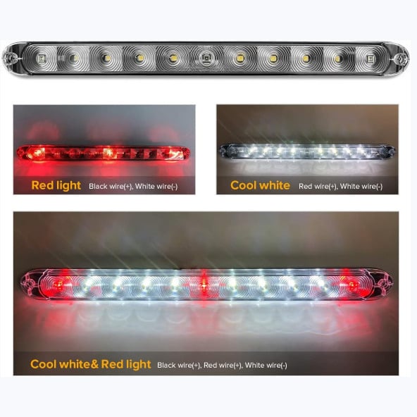 15 Inch RV Trailer LED Side Marker Light Cool White Red Waterproof Pair Image 4