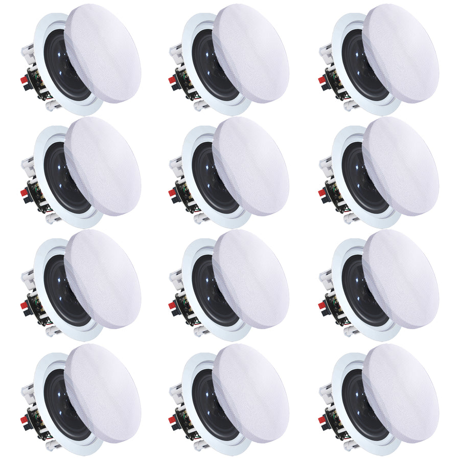 Set of (12) Vaiyer 6.5 Inch 8 Ohm 200 Watts SpeakersFlush Mount in-Wall in-Ceiling 2-Way Mid Bass Woofer Speakers Image 1