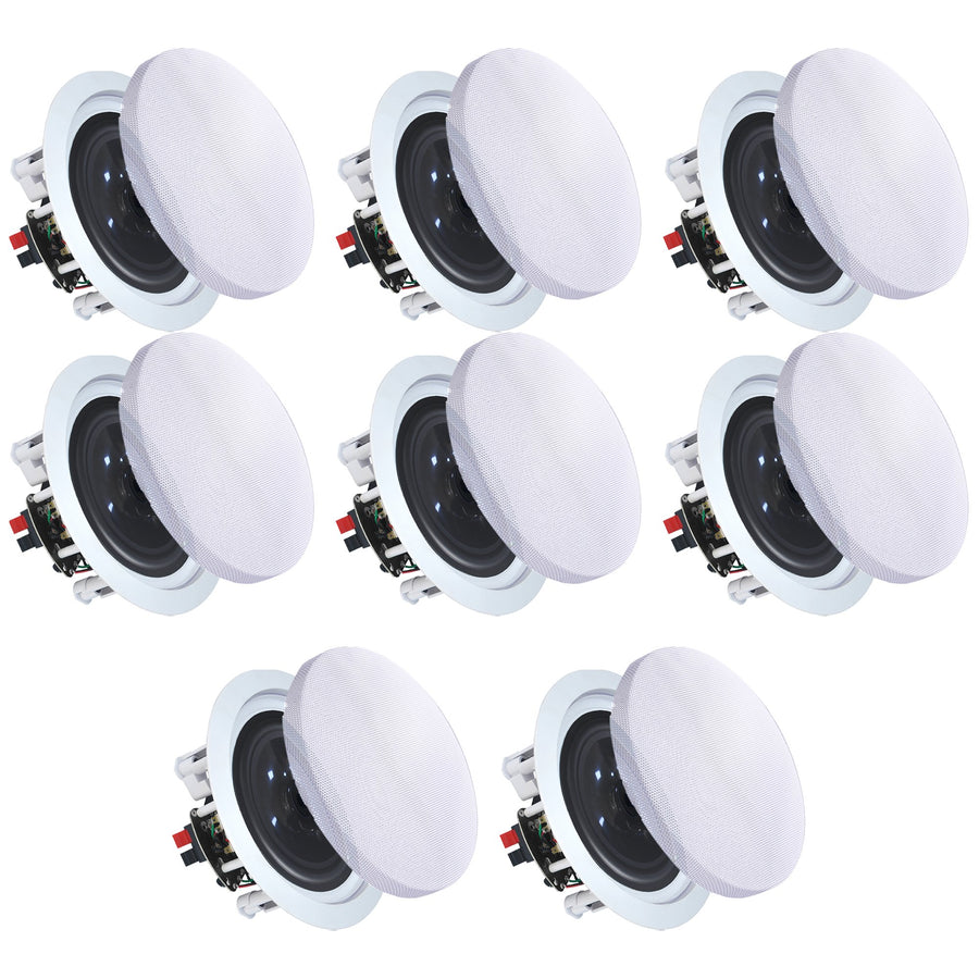 Set of (8) Vaiyer 6.5 Inch 8 Ohm 200 Watts SpeakersFlush Mount in-Wall in-Ceiling 2-Way Mid Bass Woofer Speakers Image 1