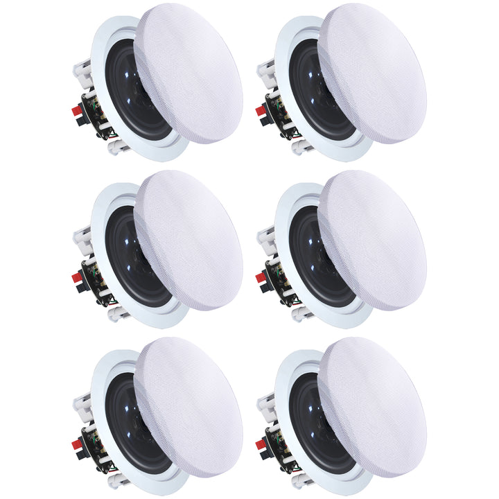 Vaiyer 6.5 Inch 200W in-Wall Ceiling Speakers Flush Mount 2-Way Black Cone Image 1