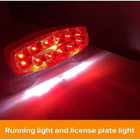 12V RV Tail Lights LED License Bracket Red Lens for Trailer Truck Camper Image 4