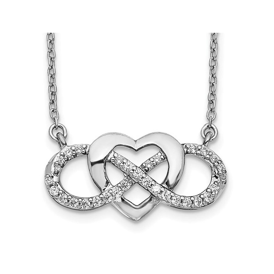 1/5 Carat (ctw) Diamond Heart Infinity Necklace Pendant in 14K White Gold with Chain Image 1