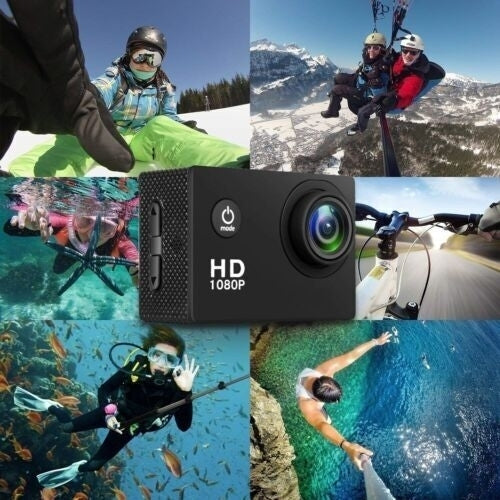 4K Action/Sports/Waterproof Camera FHD 1080P Digital Camcorder As Go Pro Camera Black Image 6