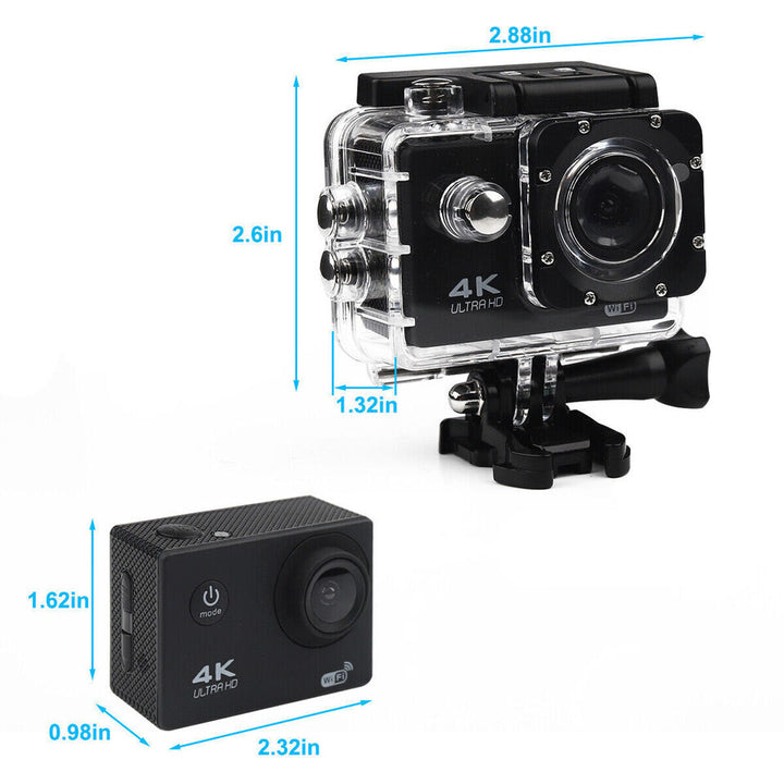 4K Action/Sports/Waterproof Camera FHD 1080P Digital Camcorder As Go Pro Camera Black Image 8