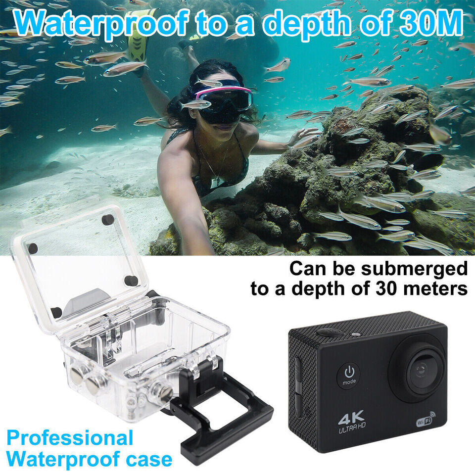 4K Action/Sports/Waterproof Camera FHD 1080P Digital Camcorder As Go Pro Camera Black Image 9