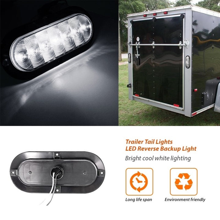 12V LED Trailer Marker Light Oval Clear Lens Cool White 7.5 Inch Waterproof X2 Image 6