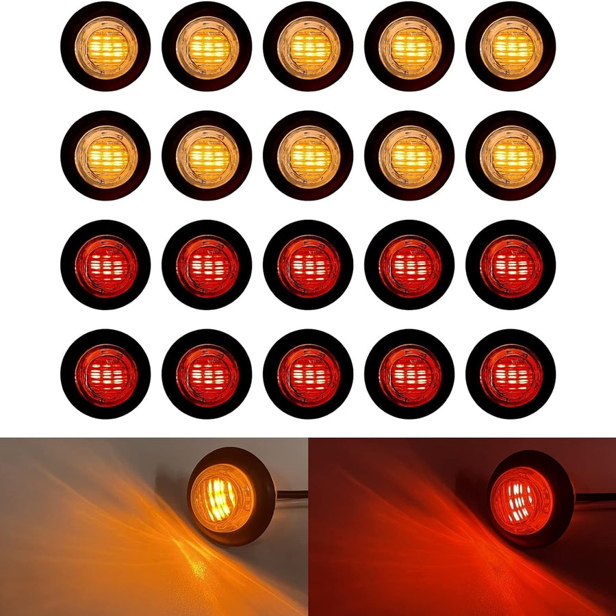 LED Trailer Marker Lights Kit 10 Amber 10 Red Waterproof Utility RV Camper 12V Image 1