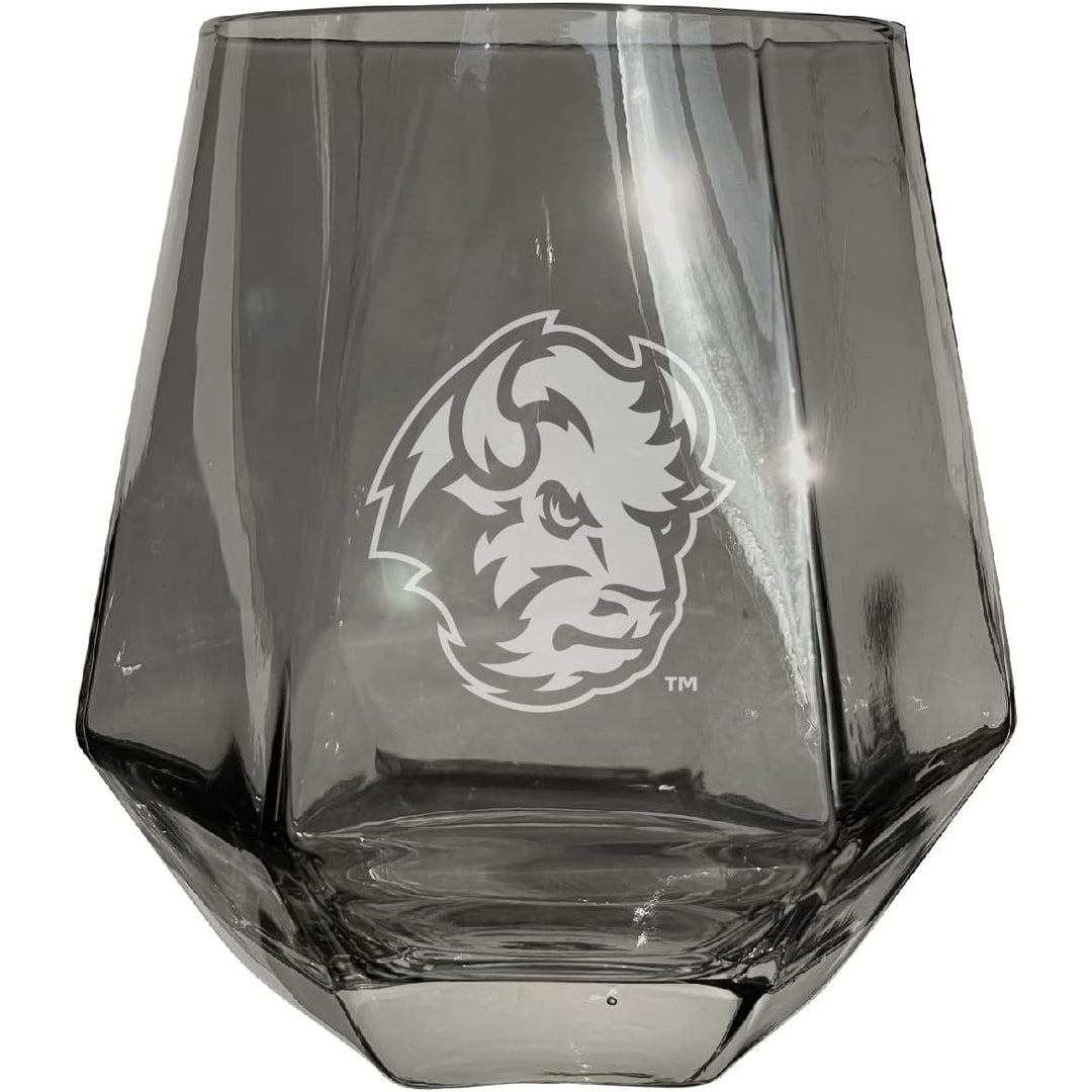 North Dakota State Bison Tigers Etched Diamond Cut 10 oz Stemless Wine Glass - NCAA Licensed Image 1