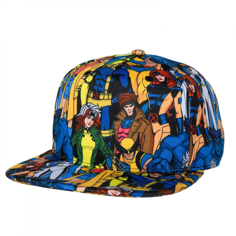 X-Men Mutants Collage Flat Brim Snapback Hat Image 1