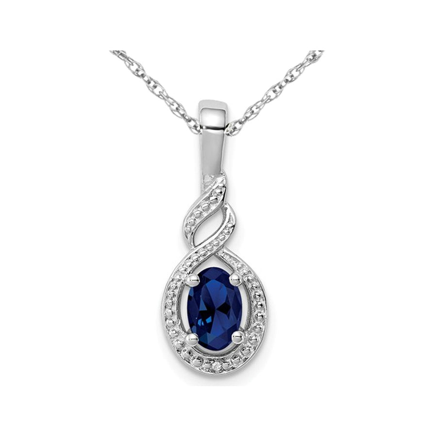 1/2 Carat (ctw) Lab Created Blue Sapphire Drop Pendant Necklace in Sterling Silver with Chain Image 1