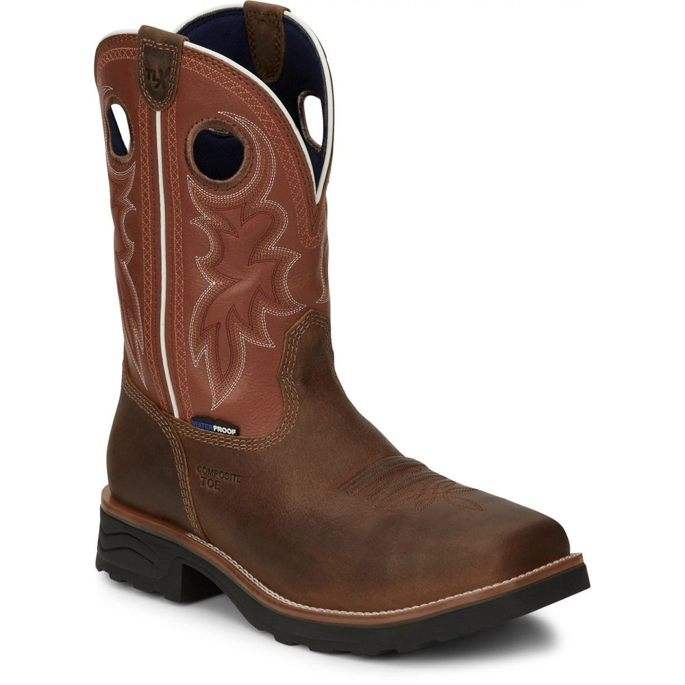 Tony Lama Mens 11" Fireball Composite Toe Waterproof Work Boot Brown - TW3300 BROWN Image 2