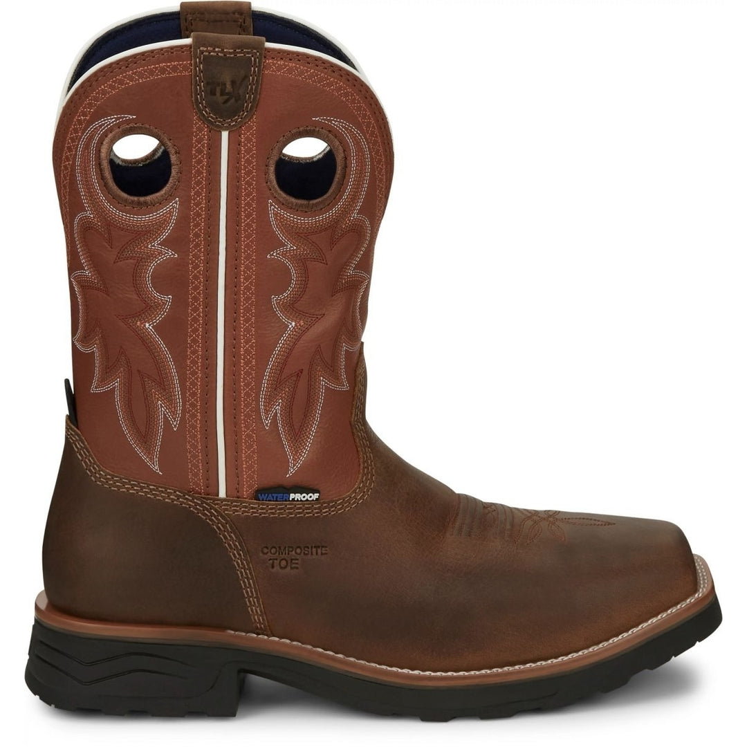 Tony Lama Mens 11" Fireball Composite Toe Waterproof Work Boot Brown - TW3300 BROWN Image 3