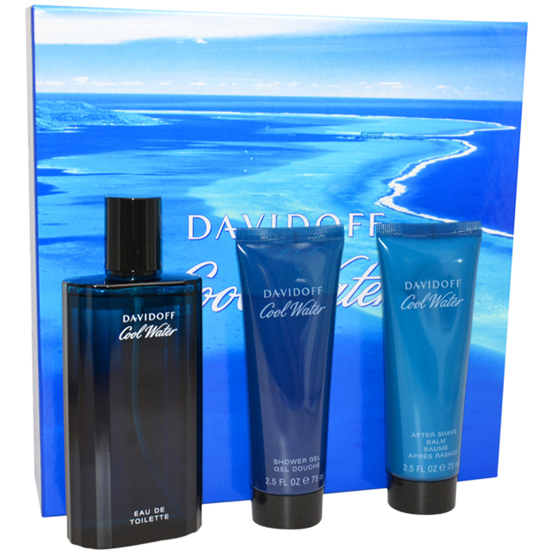 Davidoff Cool Water 4.2oz EDT Spray2.5oz Shower Gel2.5oz After Shave Balm 3 Pc Gift Set Image 1