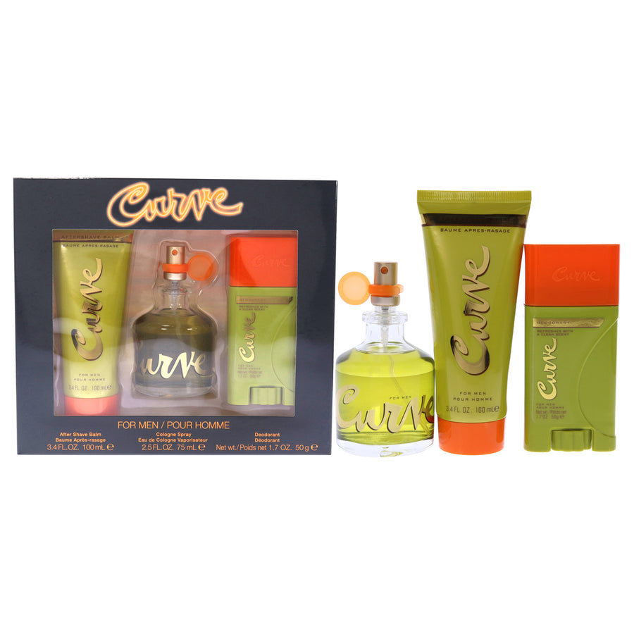 Liz Claiborne Curve 2.5oz EDC Spray3.4oz After Shave Balm1.7oz Deodorant Stick 3 Pc Gift Set Image 1