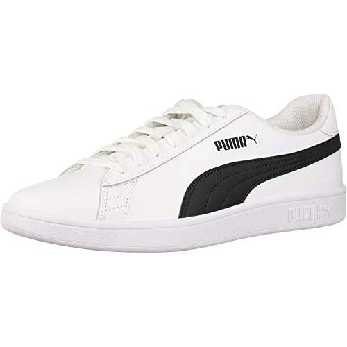 PUMA Mens Smash V2 Sneaker White Black Soft Suede Tennis Casual Daily Wear Image 2