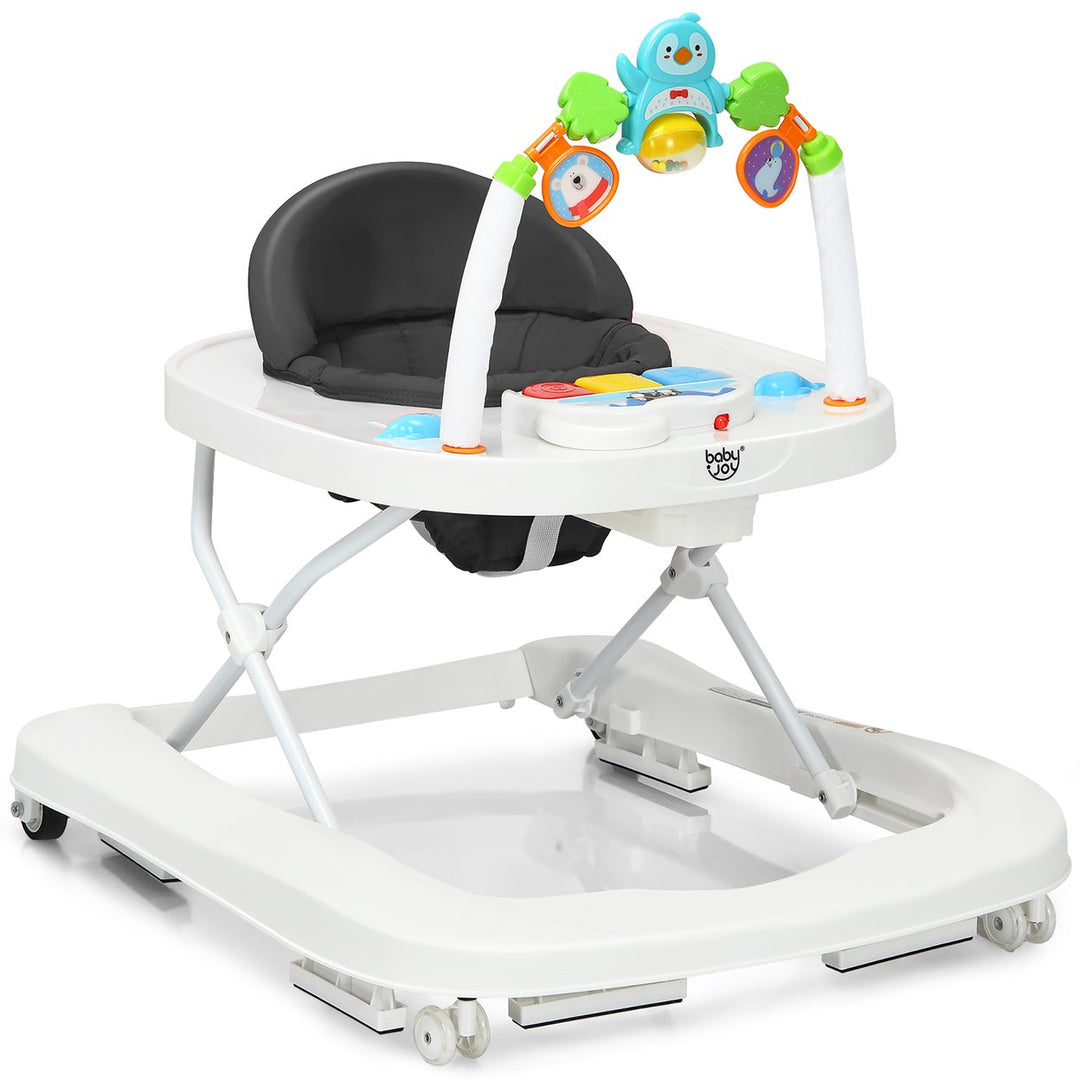 Babyjoy 2-in-1 Foldable Baby Walker with Adjustable Heights and Detachable Toy Tray Blue/Grey/Red Image 12