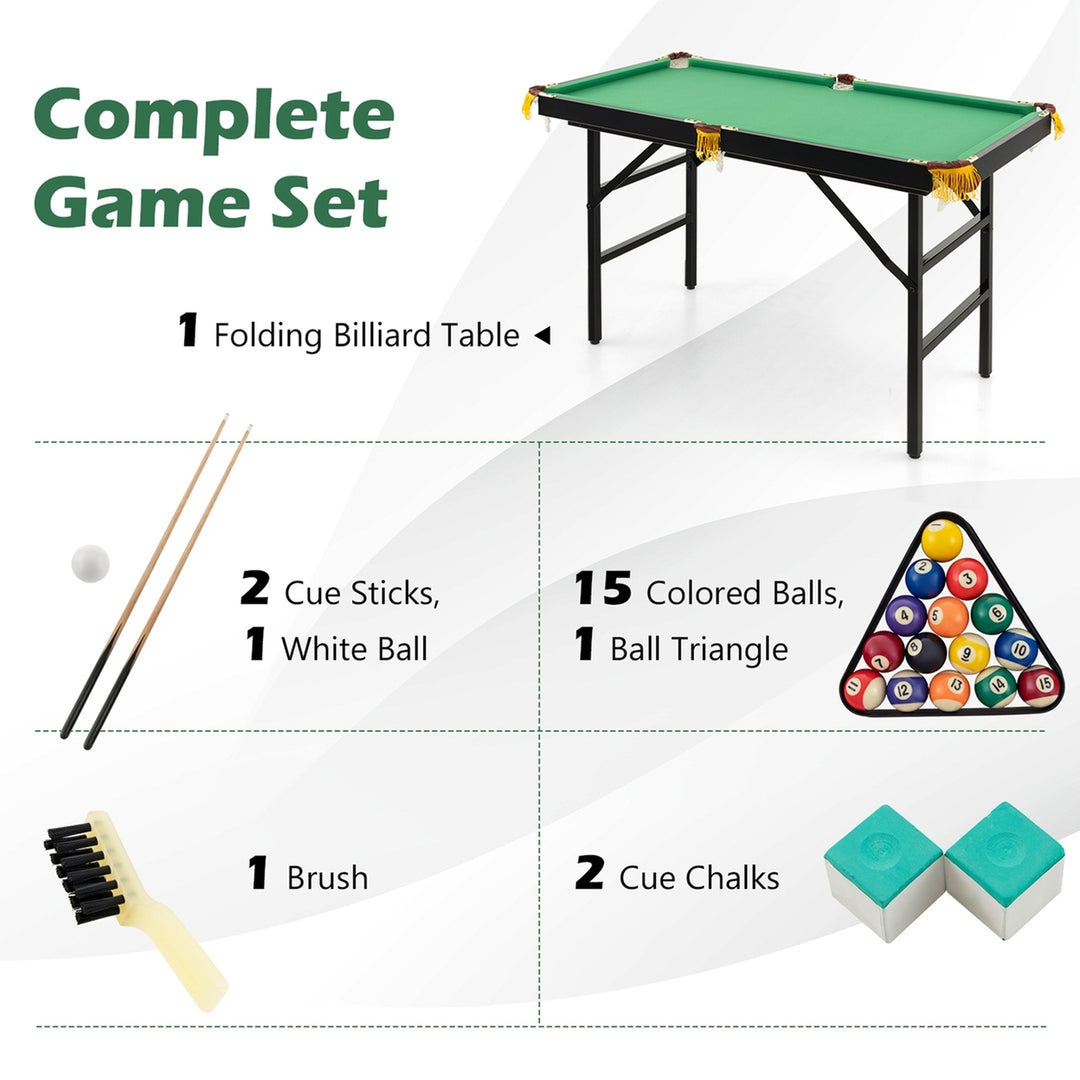 47" Folding Billiard Table Pool Game Table Indoor Kids w/ Cues Brush Chalk Green Image 8