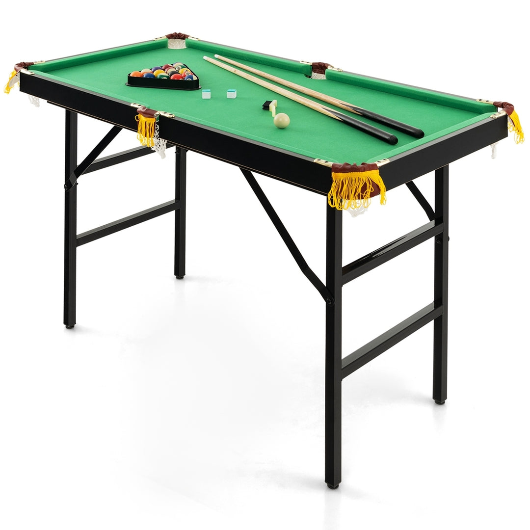 47" Folding Billiard Table Pool Game Table Indoor Kids w/ Cues Brush Chalk Green Image 10