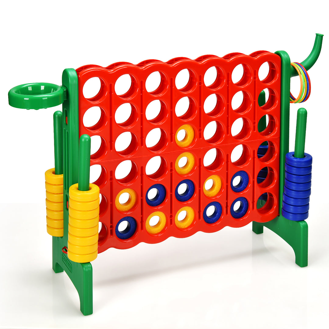 Costway 4-in-A Row Giant Game Set w/Basketball Hoop for Family Image 1