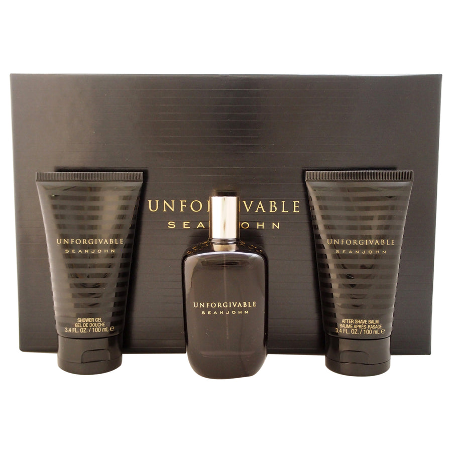 Unforgivable by Sean John for Men - 3 Pc Gift Set 4.2oz EDT Spray3.4oz Shower Gel3.4oz After Shave Balm Image 1