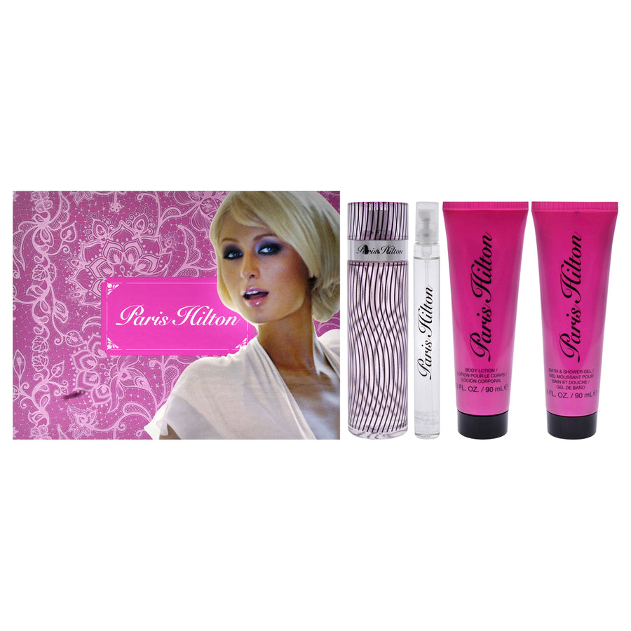 Paris Hilton by Paris Hilton for Women - 4 Pc Gift Set 3.4oz EDP Spray0.34oz EDP Spray3.0oz Body Lotion3oz Bath and Image 1