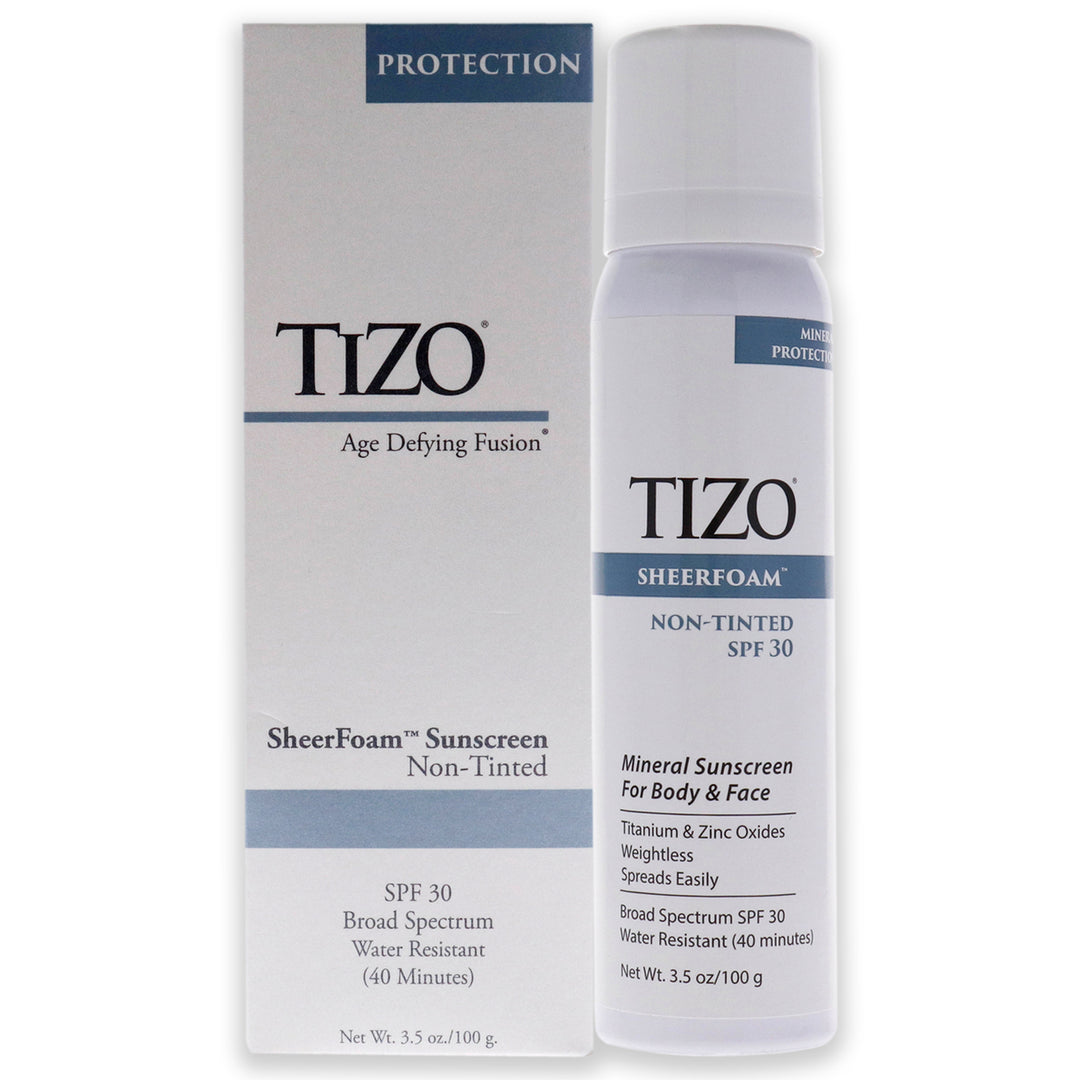 SheerFoam Body And Face Non-Tinted SPF 30 by Tizo for Unisex - 3.5 oz Sunscreen Image 1