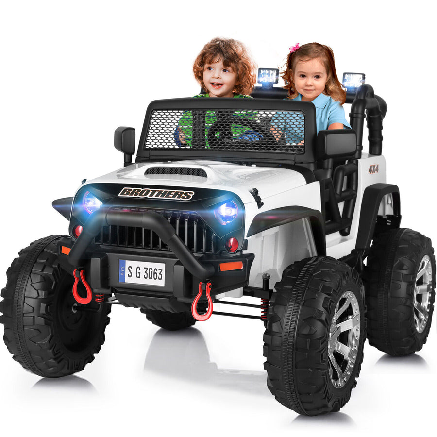 12V Kids White Ride on Car Truck Jeep Children Electric Toys w/ RC+LED Light+MP3 Image 1