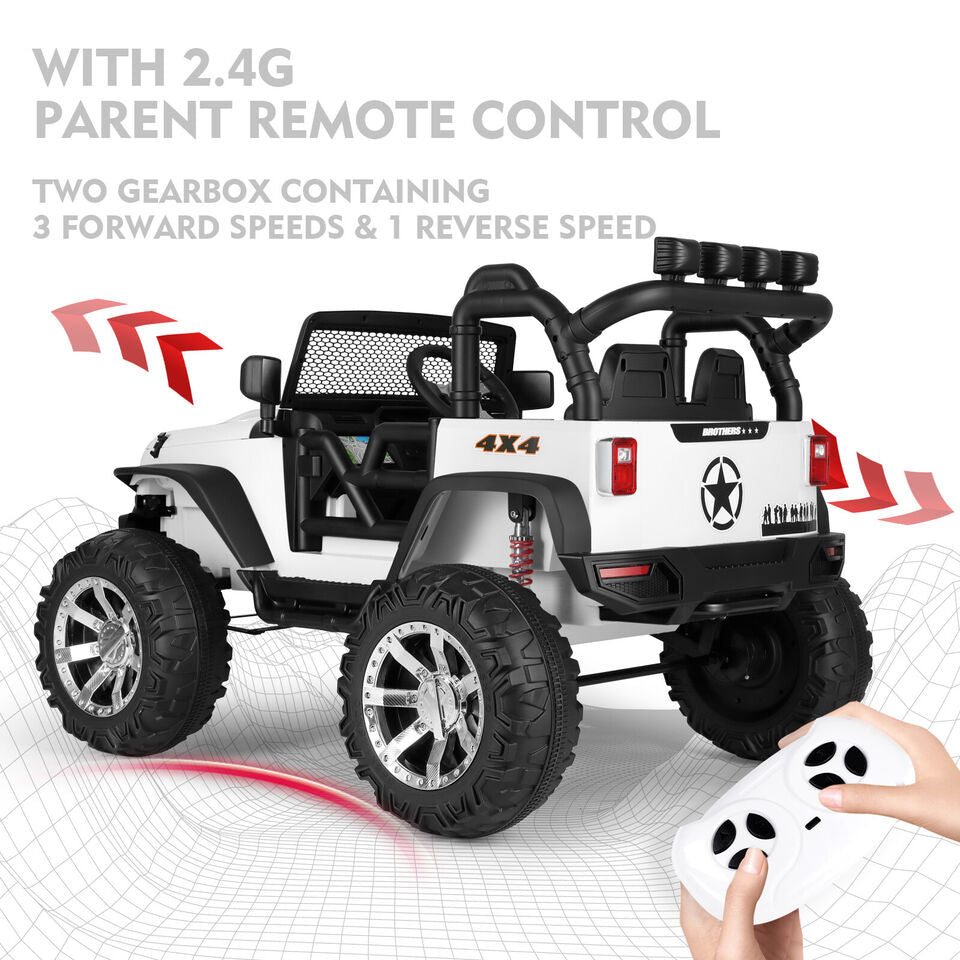 12V Kids White Ride on Car Truck Jeep Children Electric Toys w/ RC+LED Light+MP3 Image 4