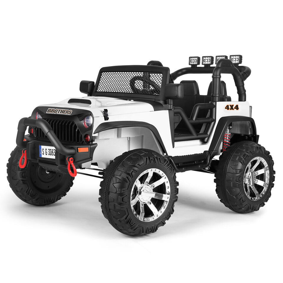 12V Kids White Ride on Car Truck Jeep Children Electric Toys w/ RC+LED Light+MP3 Image 8