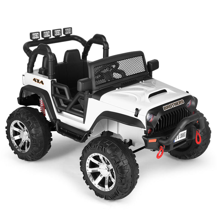 12V Kids White Ride on Car Truck Jeep Children Electric Toys w/ RC+LED Light+MP3 Image 9