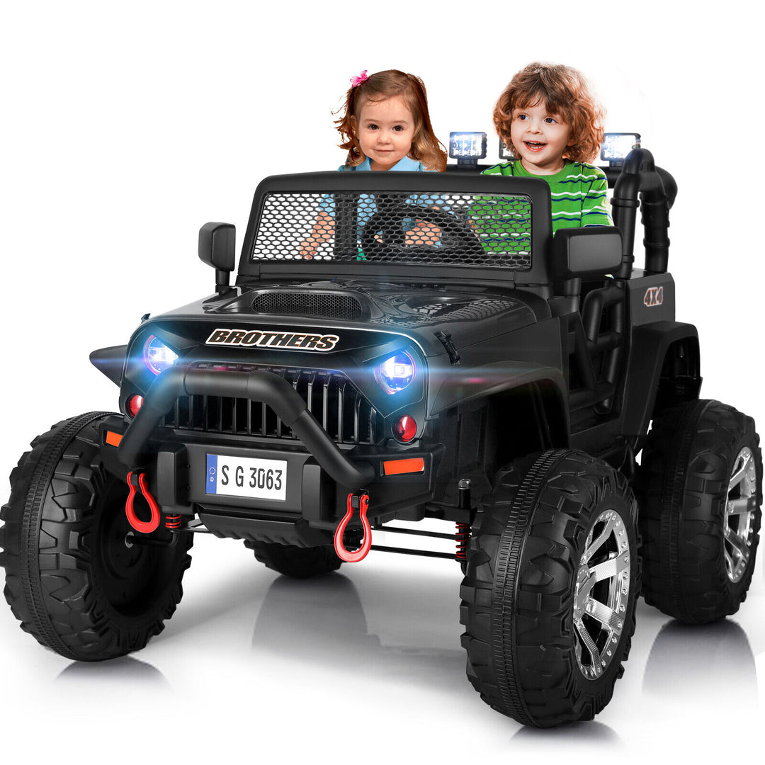 12V Kids Black Ride on Car Truck Jeep Children Electric Toys w/ RC+LED Light+MP3 Image 8