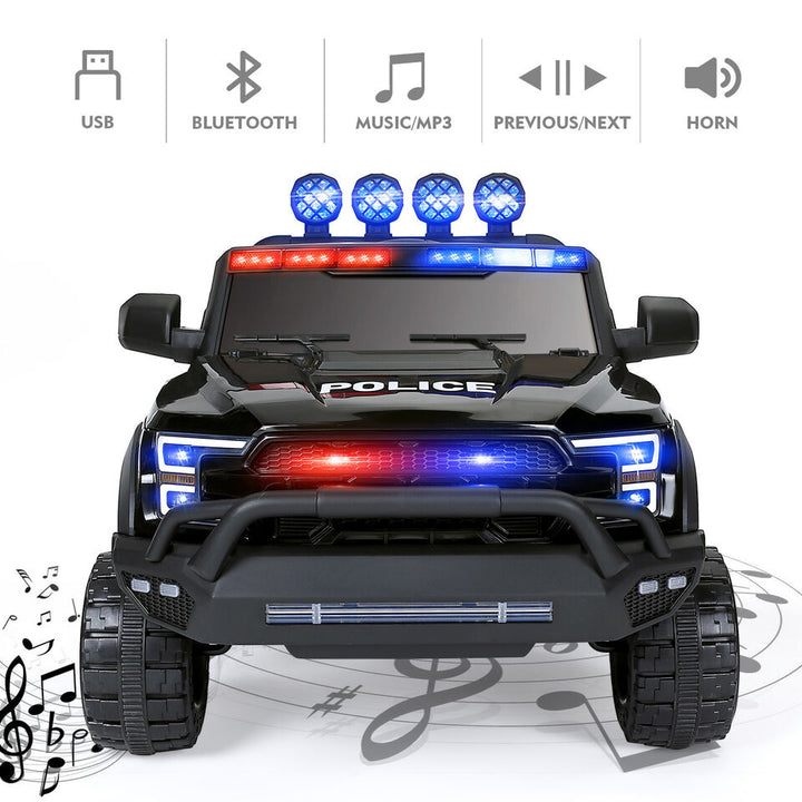 Electric 12V Battery Kids Ride On Police Car 6 Wheel Truck w/ RC LED Intercom Image 4