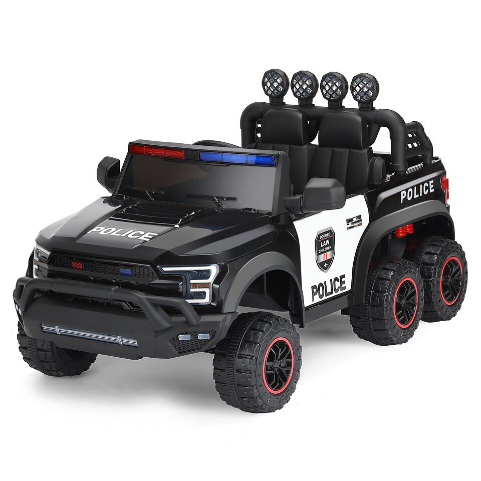 Electric 12V Battery Kids Ride On Police Car 6 Wheel Truck w/ RC LED Intercom Image 7