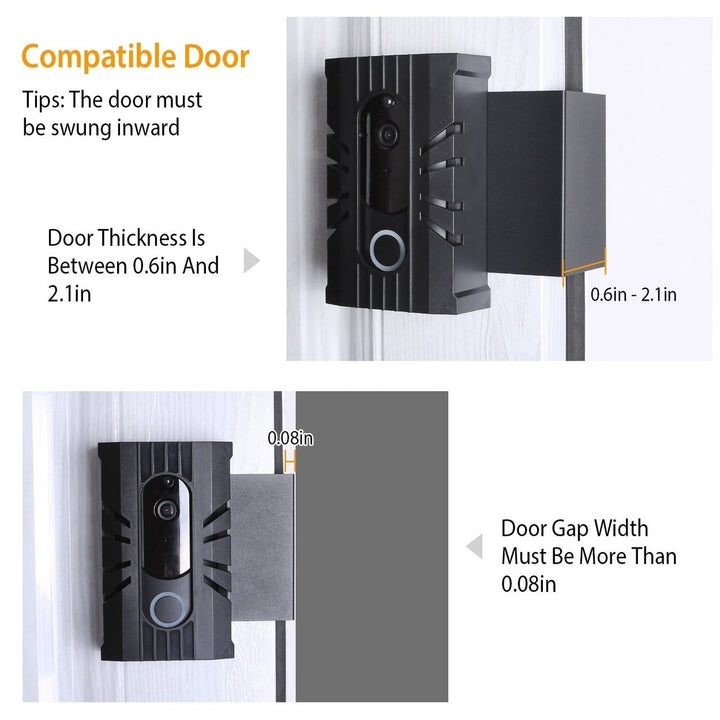 Anti Theft Video Doorbell Door Mount No Drill Doorbell Holder Doorbell Mounting Bracket Fit for Most Doorbell Camera Image 3