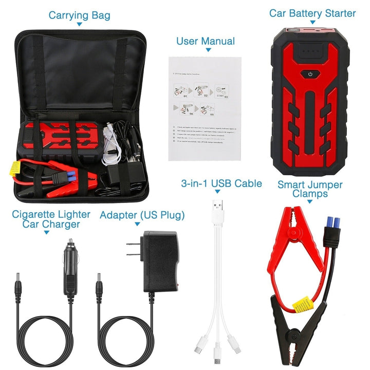 Car Jump Starter Booster 800A Peak 28000mAh Battery Charger Power Bank Image 9