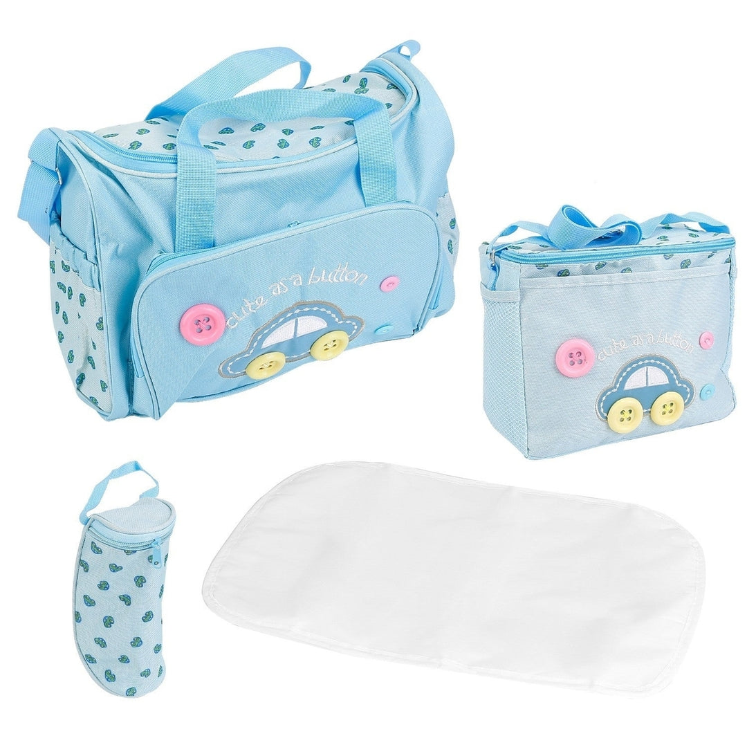 4Pcs Diaper Bag Tote Set Baby Napping Changing Bag Shoulder Mummy Bag with Diaper Changing Pad Image 1