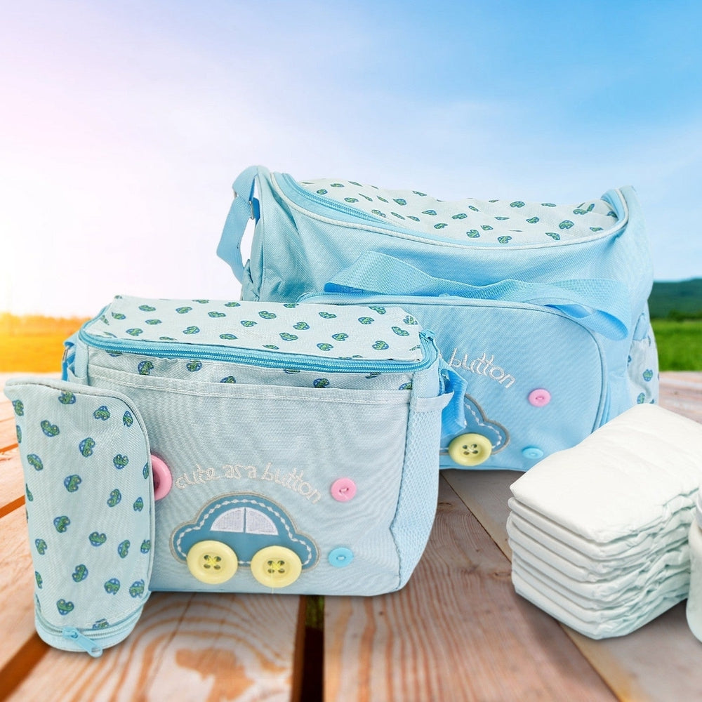 4Pcs Diaper Bag Tote Set Baby Napping Changing Bag Shoulder Mummy Bag with Diaper Changing Pad Image 2