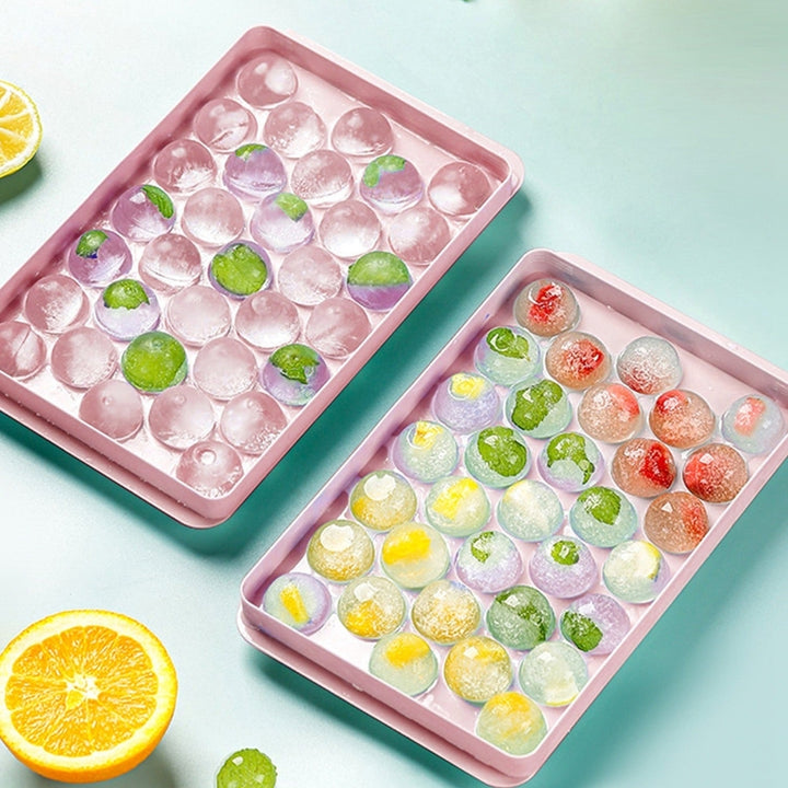 4 Packs Small Ice Cube Trays Mini Circle Ice Cube Tray Round Ice Ball Maker Mold with Lid Bin 132Pcs Ice Cubes Image 8