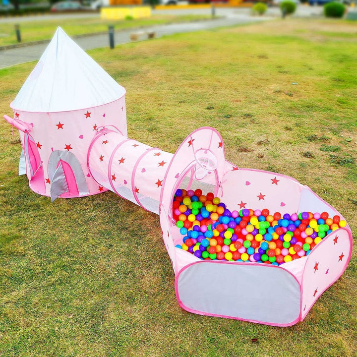 3 In 1 Child Crawl Tunnel Tent Kids Play Tent Ball Pit Set Foldable Children Play House Pop-up Kids Tent with Storage Image 12