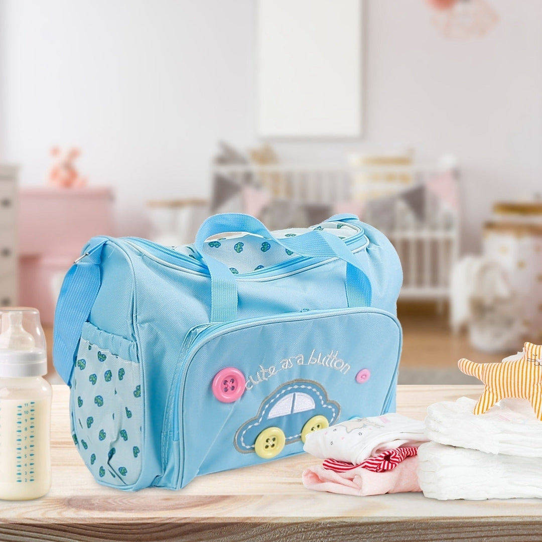 4Pcs Diaper Bag Tote Set Baby Napping Changing Bag Shoulder Mummy Bag with Diaper Changing Pad Image 6