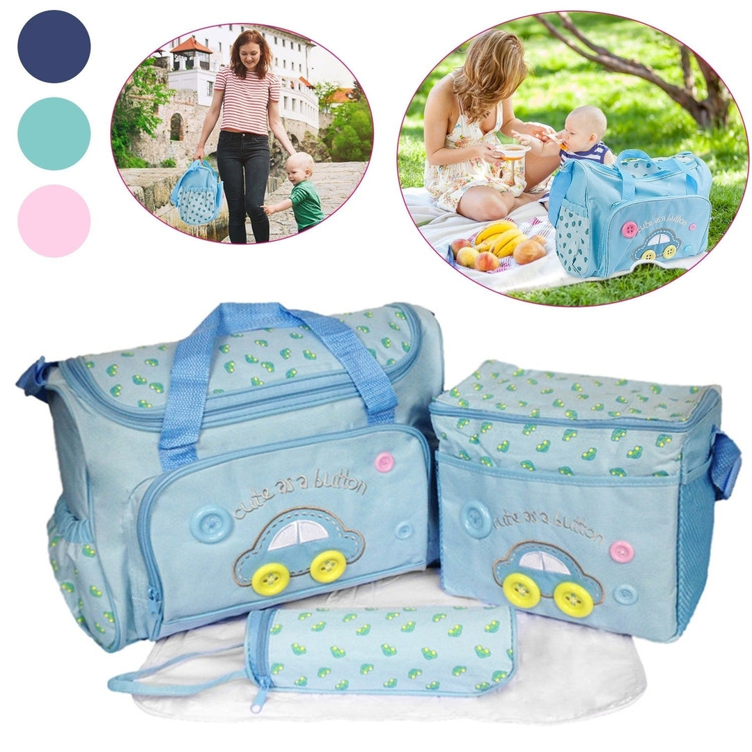 4Pcs Diaper Bag Tote Set Baby Napping Changing Bag Shoulder Mummy Bag with Diaper Changing Pad Image 7