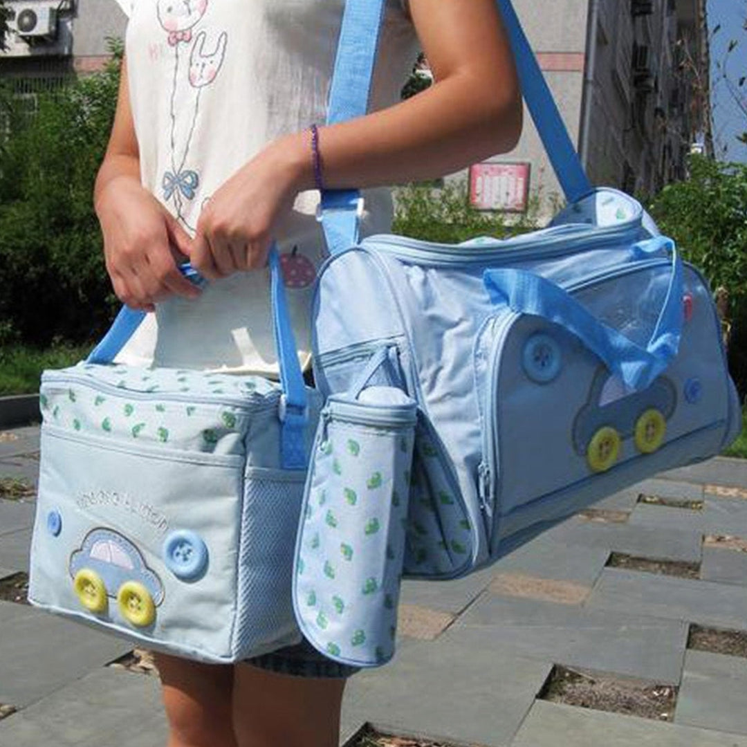 4Pcs Diaper Bag Tote Set Baby Napping Changing Bag Shoulder Mummy Bag with Diaper Changing Pad Image 10