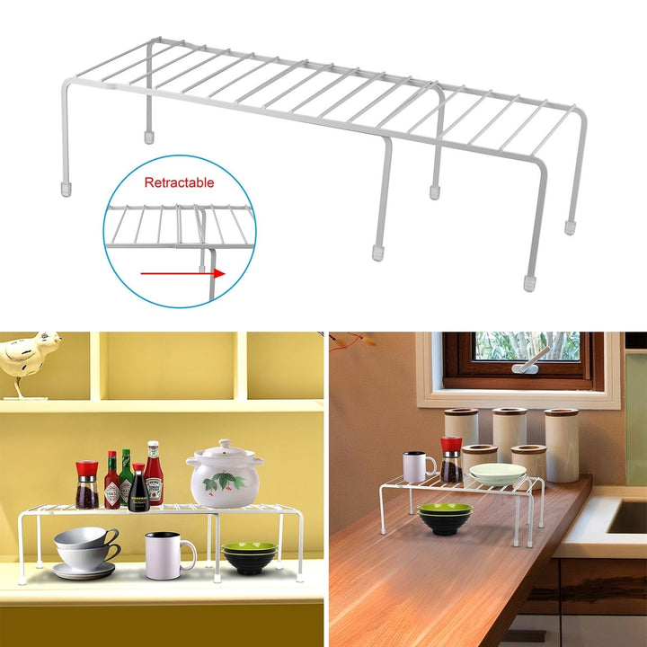 Expandable Kitchen Counter Metal Stackable Cabinet Shelf Bathroom Organizer Rack Holder Image 12