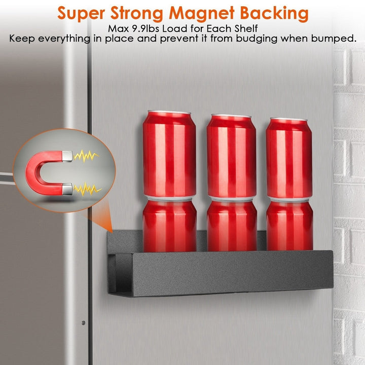 4Pcs Spice Rack Strong Magnetic Seasoning Storage Shelf with 8 Removable Hooks for Refrigerator Microwave Spice Storage Image 3