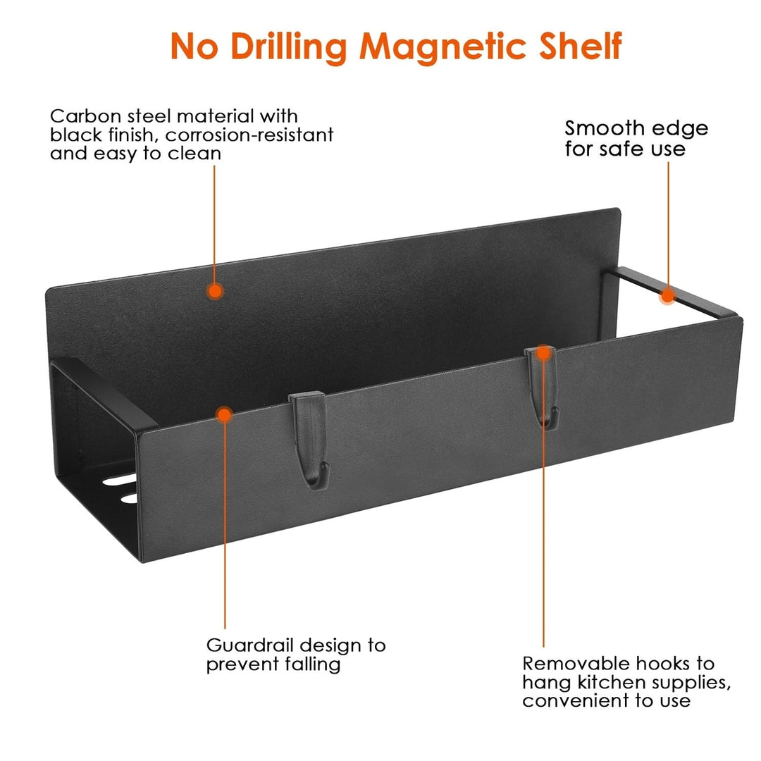 4Pcs Spice Rack Strong Magnetic Seasoning Storage Shelf with 8 Removable Hooks for Refrigerator Microwave Spice Storage Image 4