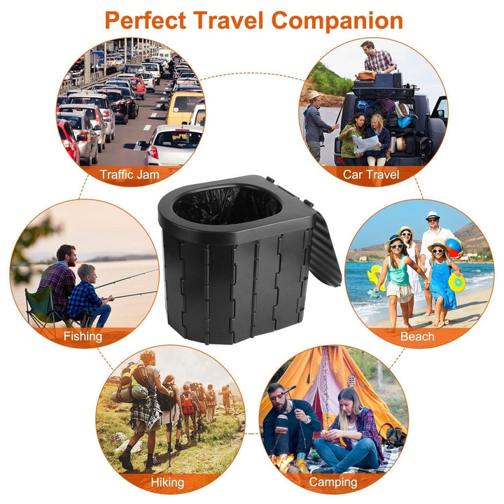 Foldable Emergency Toilet Portable Porta Potty for Car Travel Camping Boating Hiking Cleanable Travel Commode Image 4