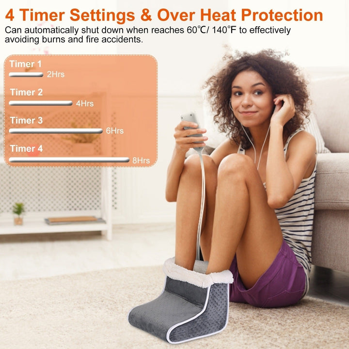 Heating Pad for Foot Electric Heated Foot Warmer Soft Leg Warmer Boots with 6 Level Heating 4 Level Timing Image 6