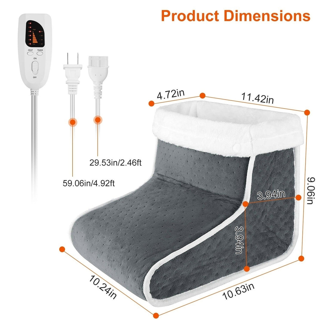 Heating Pad for Foot Electric Heated Foot Warmer Soft Leg Warmer Boots with 6 Level Heating 4 Level Timing Image 7