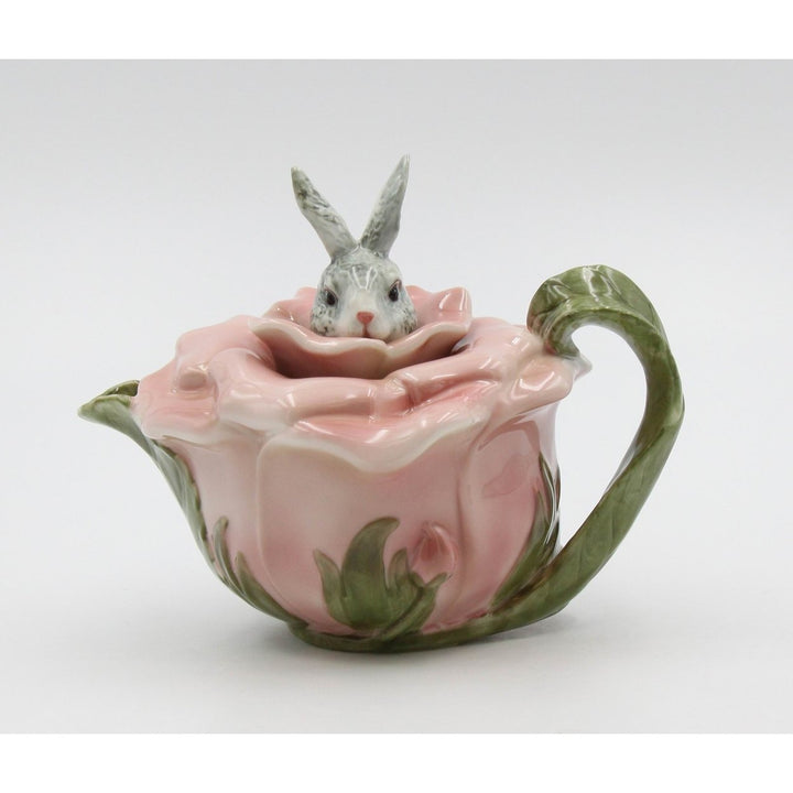 Ceramic Bunny Rabbit Rose Teapot 12oz  Mom Image 2