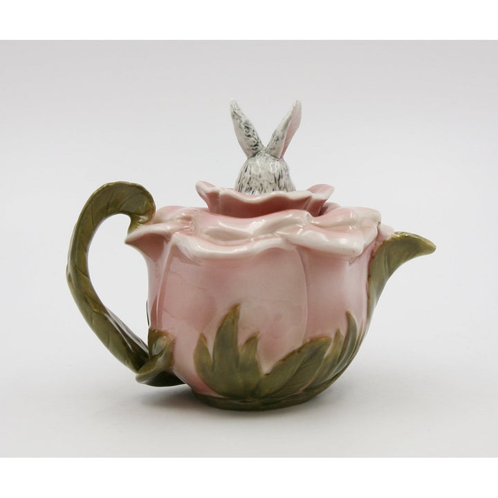 Ceramic Bunny Rabbit Rose Teapot 12oz  Mom Image 3